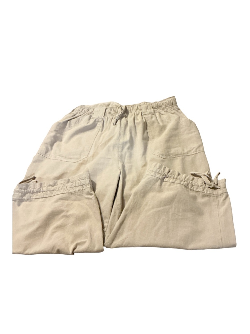 Neutral Beige Kids Cargo Pants with Elastic Waist